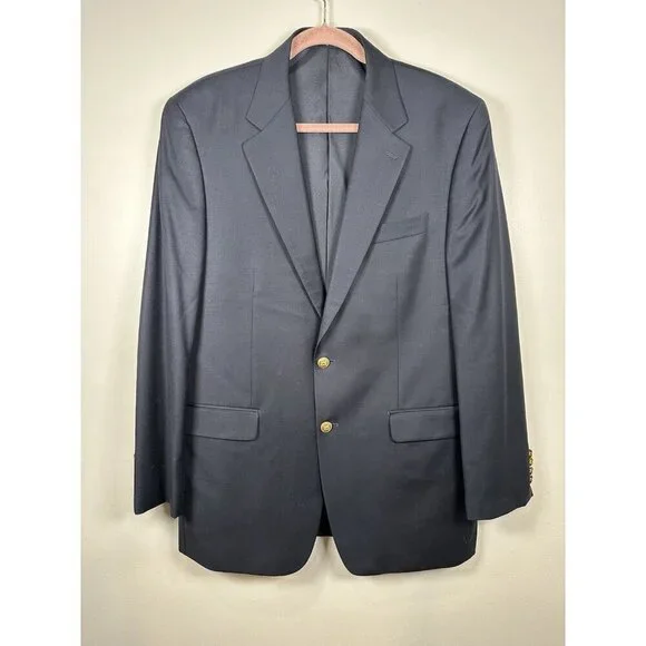 Lauren Ralph Lauren Blazer Jacket Mens Size 42L Wool Black Sport Coat