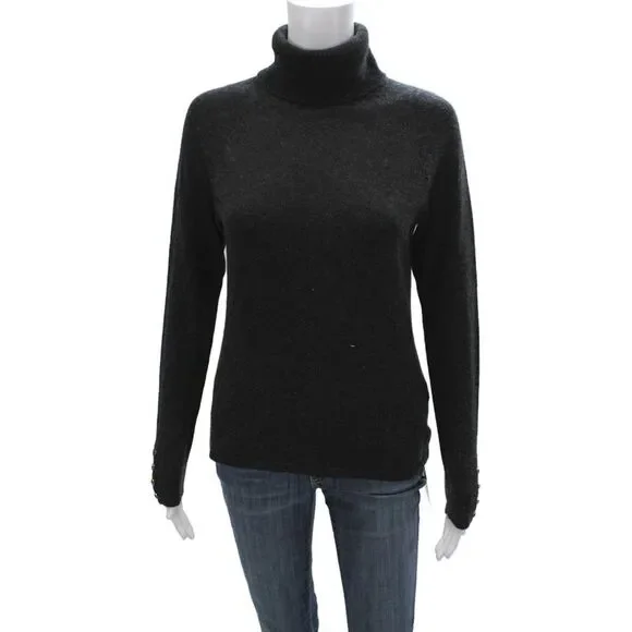 J. Mclaughlin Womens Gray Cashmere Turtleneck Pullover Sweater Size XS