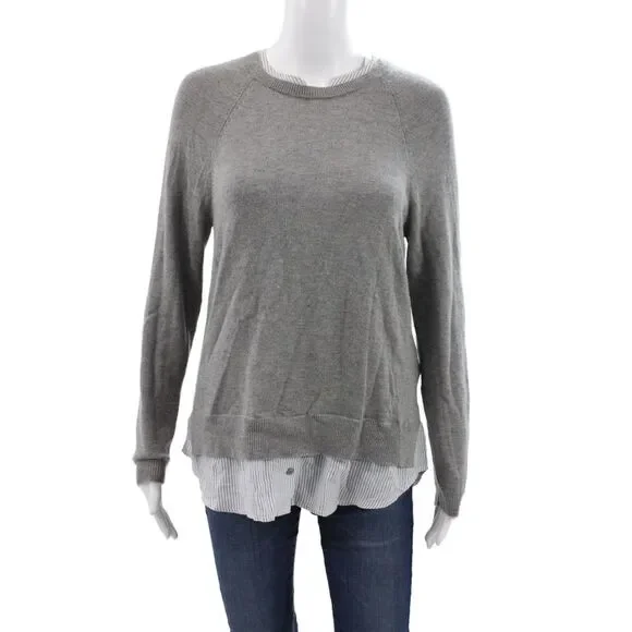 Joie Womens Pullover Sweater Gray Crew Neck Long Sleeve Preppy Size S