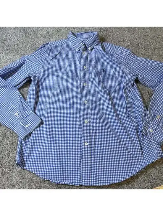 Ralph Lauren Boy’s Blue Gingham Button Down Shirt size XL (18-20)