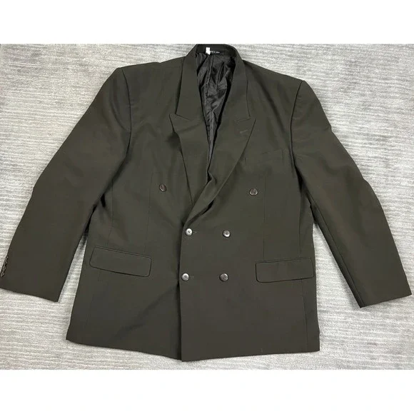 Vanderbilt Blazer Mens 50L Olive Brown Double Breasted Peak Lapel Formal Jacket