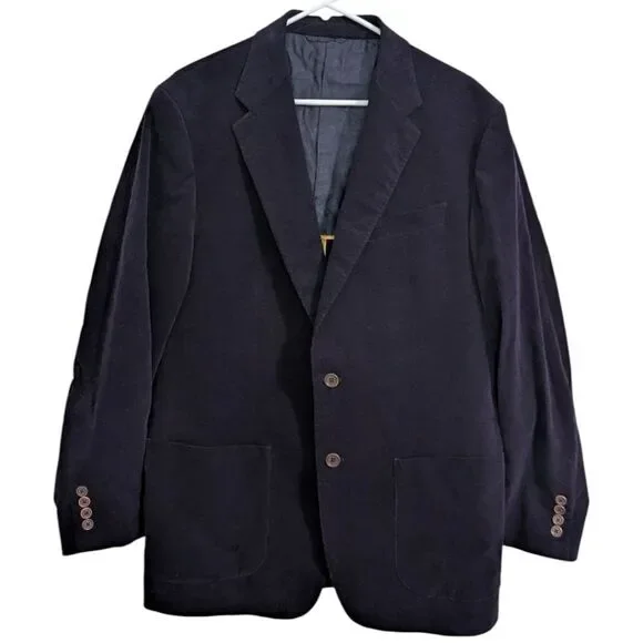 Robert Talbott Carmel Navy Pinwale Corduroy Two Button Sport Coat Blazer Mens XL