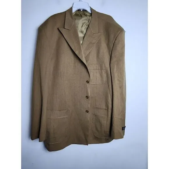 NWT Pure Diamond Apparel Men Brown 100% Wool Blazer Jacket size 52R or XXL,