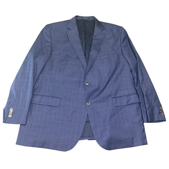 Cremieux Collection Loro Piana Wool Blazer Blue Micro Check Sport Coat Mens 50L