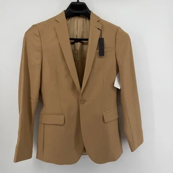 J Ferrar Blazer Men 36R Florence Brown Slim Fit Notch Lapel 2-Button Suit Jacket