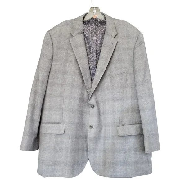 Joseph Abboud Heritage Mens 50R Windowpane Super 120s Wool Blazer Sport Coat