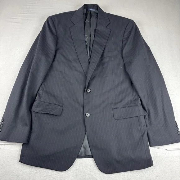 Brooks Brothers Madison Mens Striped Dark Gray Blazer 41L Office Made in Italy