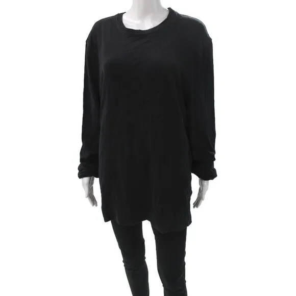 Standard James Perse Women Basic Tunic Black Cotton Longsleeve Crew Neck Size 3