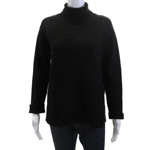 Oak + Fort Womens Black Mock Neck Pullover Sweater Long Sleeve Size S