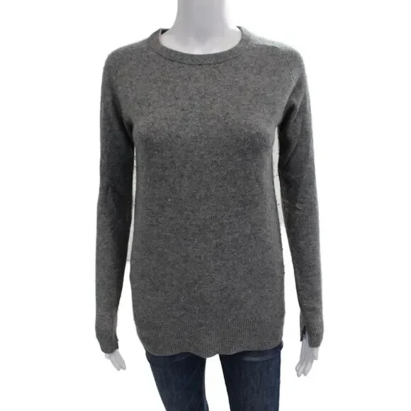Zara Knit Unisex Gray 100% Cashmere Pullover Sweater Size S