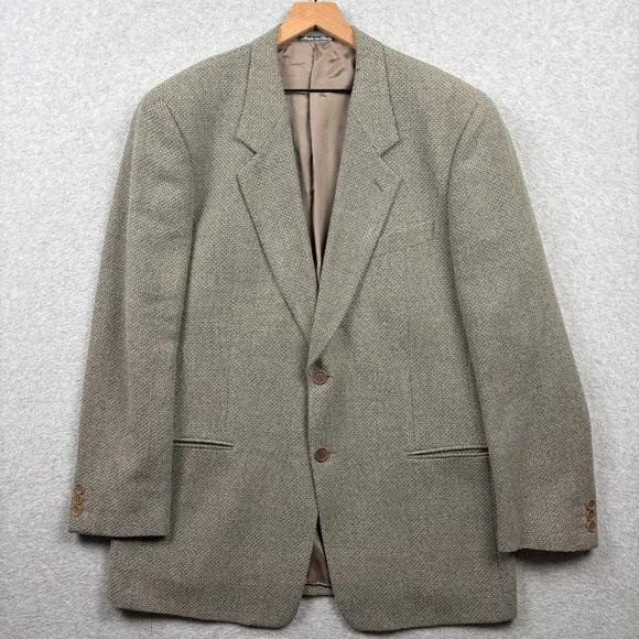 Vintage Mani Giorgio Armani Sport Coat Mens 43L Gray Tweed Wool Blazer Italy 90s
