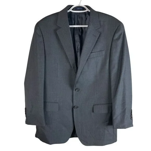 Ralph Lauren Mens Wool Pinstripe‎ Blazer Sport Coat 40R Charcoal Gray 2 Button