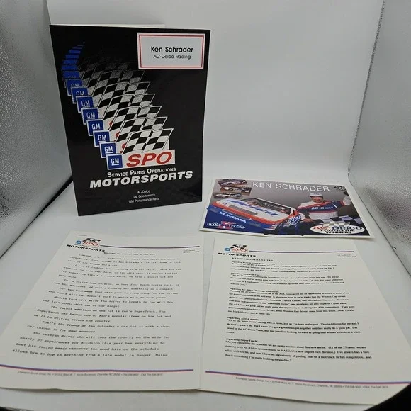 Vintage Nascar Press Kit GM SPO Motorsports Ken Schrader Media Guide AC Delco 52