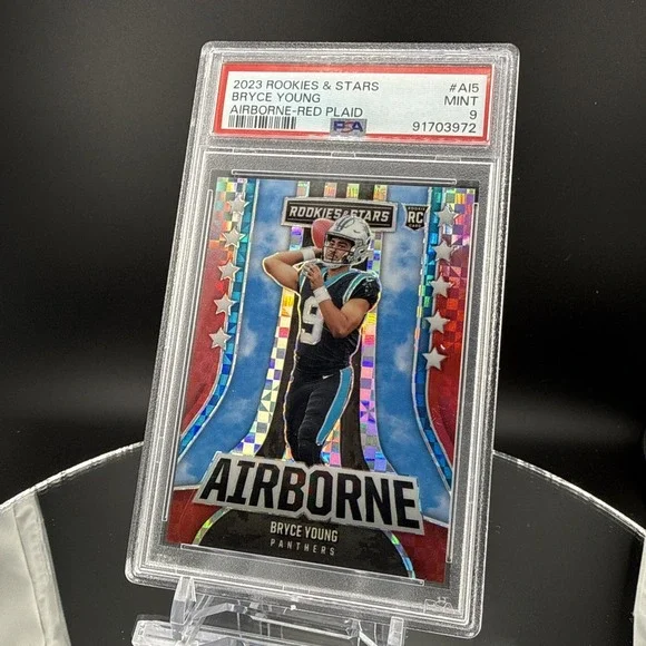 Bryce Young RC Airborne Red Plaid Prizm Panthers 2023 Rookies‎ & Stars PSA 9