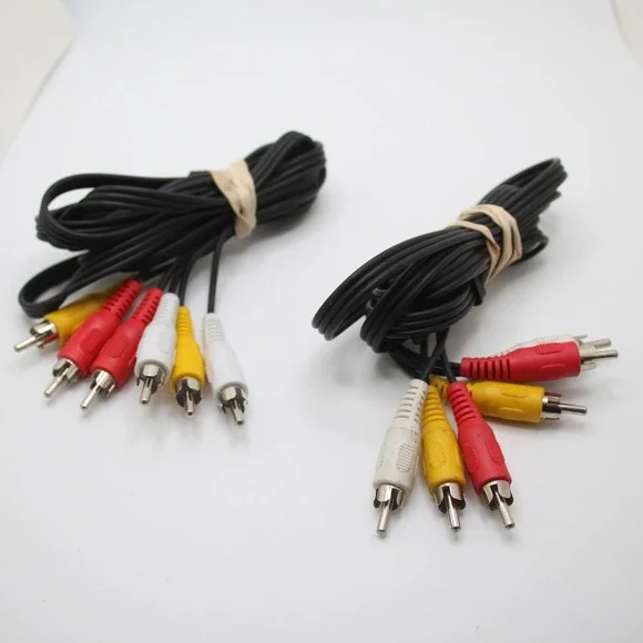 Two Sets of RCA Audio Video Cables Composite Cable‎ Connector Red White Yellow