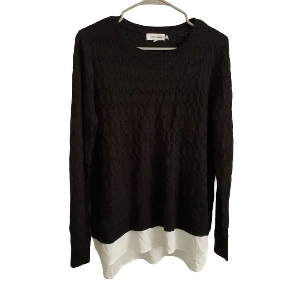 CALVIN KLEIN Women’s Long Sleeve Black & Cream Pullover Sweater Size: Medium