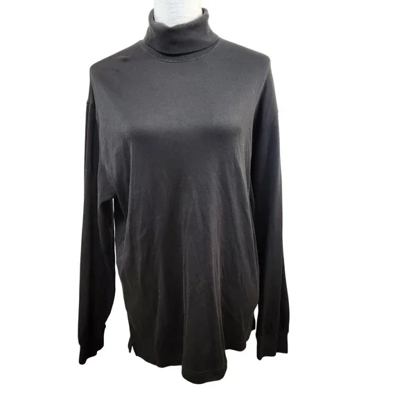 Brooks Brothers Black Supima‎ Cotton Turtleneck Performance Knit Top Size Medium