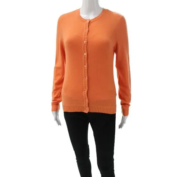 Fifty Nine Collection Womens Orange Cashmere Cardigan Long Sleeve Size S
