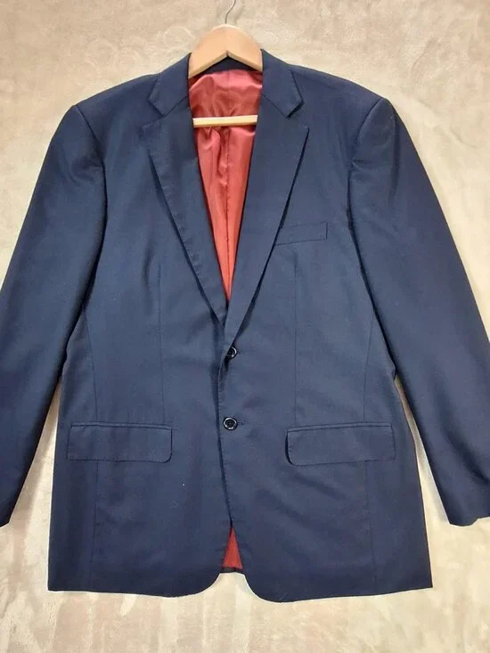 Vaish at Rivoli Blazer Mens Large Navy 2 Button Double Vent Holland & Sherry