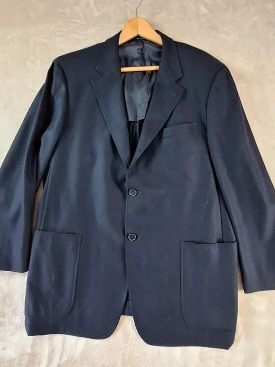 Ermenegildo Zegna Blazer Mens 56R Navy Wool Trofeo Travel Double Vented Jacket