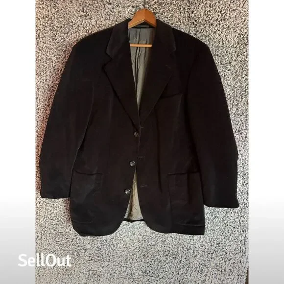 VTGHUGO BOSS Men's Gray Wool Blazer Size 40 Two-Button Notch Lapel