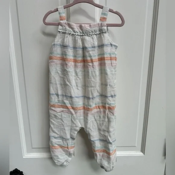 Ralph Lauren 12M White Multicolored Stripe Tank Top Jumpsuit