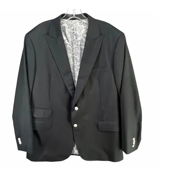 Elevee Bespoke Scabal Wool Sport Coat Jacket Approx 44R Surgeon Cuffs Peak Lapel