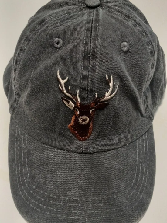 Embroidered Deer Baseball Cap - Charcoal Gray