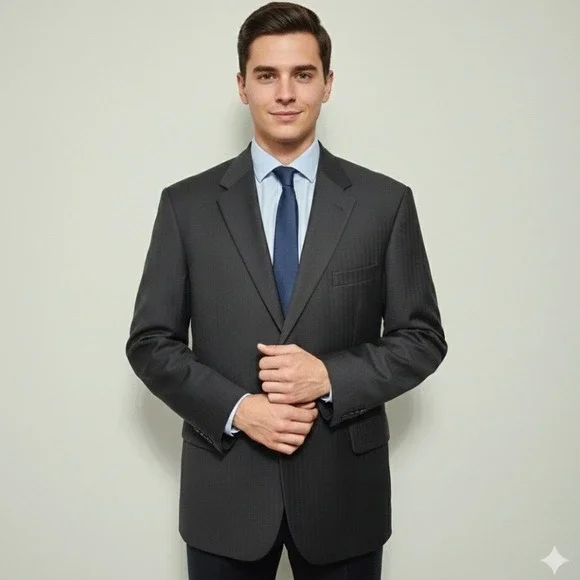 Jos A. Bank Mens 100% Wool Sport Coat‎ Blazer Jacket Wedding Preppy Black 46S
