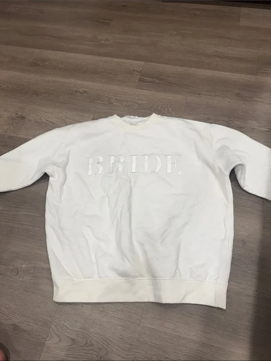 White 'BRIDE' Embroidered Crewneck Sweatshirt