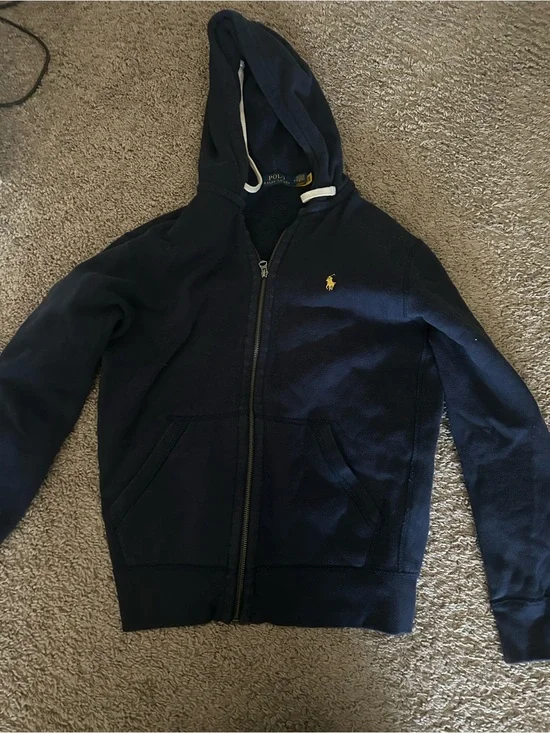 Ralph Lauren Kids Navy Zip Hoodie with Yellow Pony