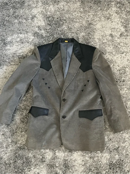 Vintage Pioneer Wear  Two-Tone Corduroy/Leather Blazer