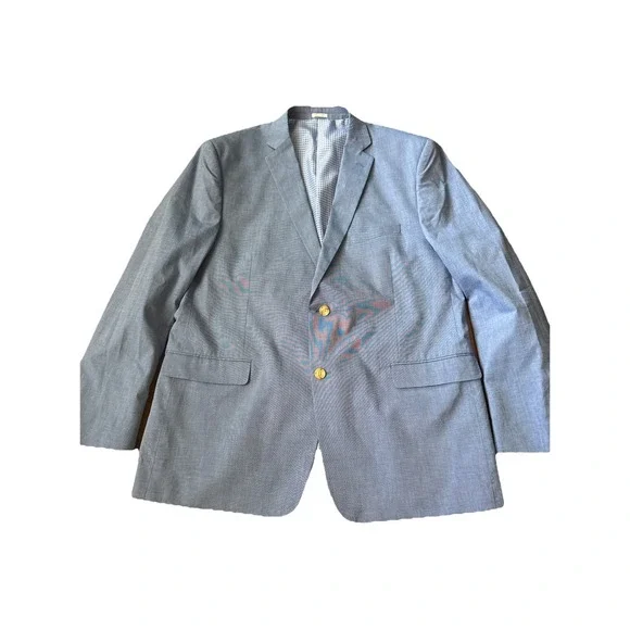 Saddlebred Men's Blue Sport Coat Blazer 46L Cotton Poly Lined Classic Fit Jacket