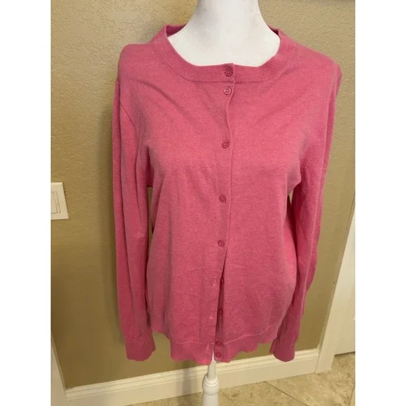 J Crew Women's Cotton Long Sleeve Cardigan, Large,‎ Preppy, Classic