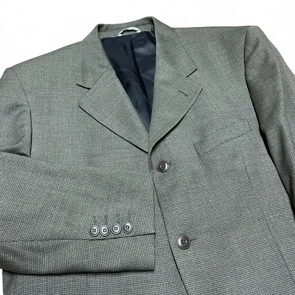 Bachrach Mens Sz 40S Blazer Made in Italy Grey Check Wool 3-Button VTG Corpcore