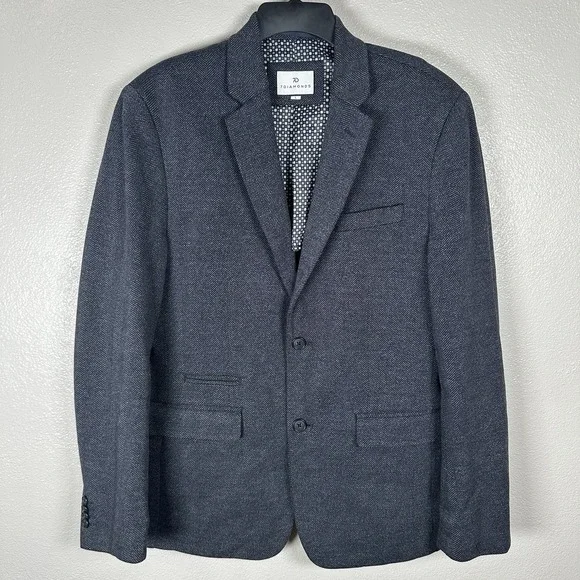 7 Diamonds Benjamin Comfort Stretch Blazer Sz Large Blue Herringbone Sport Coat