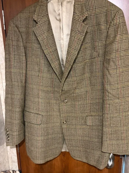 Vtg Burberry Men's Wool Plaid Two Button Blazer Sport Coat Sz - 42R