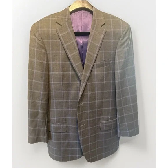 Hart‎ Schaffner Marx Plaid Fabric Blazer Jacket Size 42R