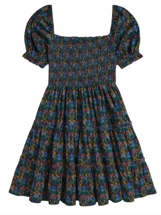 Ralph Lauren Girls Floral Smocked Cotton Jersey Dress
