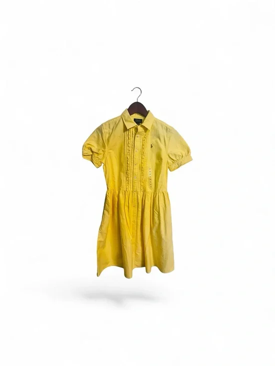 Ralph Lauren Bright Yellow Button-Front Cotton Girls' Dress