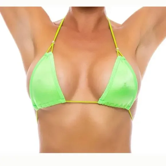 BodyZone Thin Strap Beaded Triangle Bikini Top and Thong