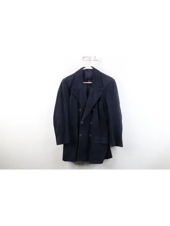 Vtg 70s Streetwear Mens 40R EU 50 Suede Leather  Double Breasted Blazer Jacket