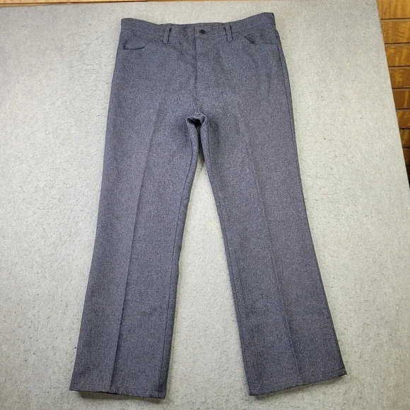 Wrangler Men 38x30 Heather Gray Polyester Wrancher Dress Pants Boot Jeans 82HG