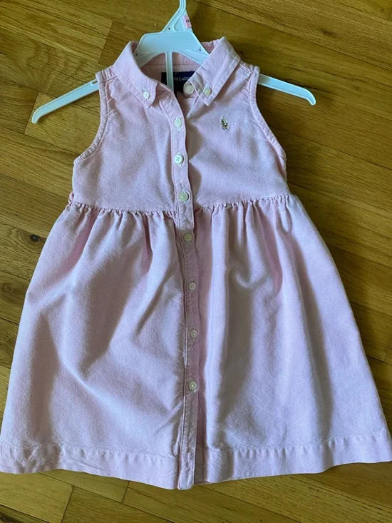 Ralph Lauren Pink Sleeveless Button-Front Dress