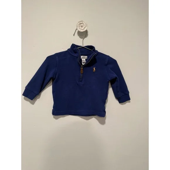 Ralph Lauren Kids Blue Quarter Zip Pullover Sweater Cotton Preppy 12M