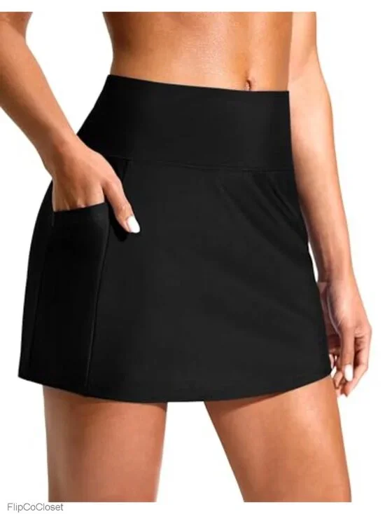 Women's Swim Skirt with Pockets High Waisted Tummy Control Modest Tankini