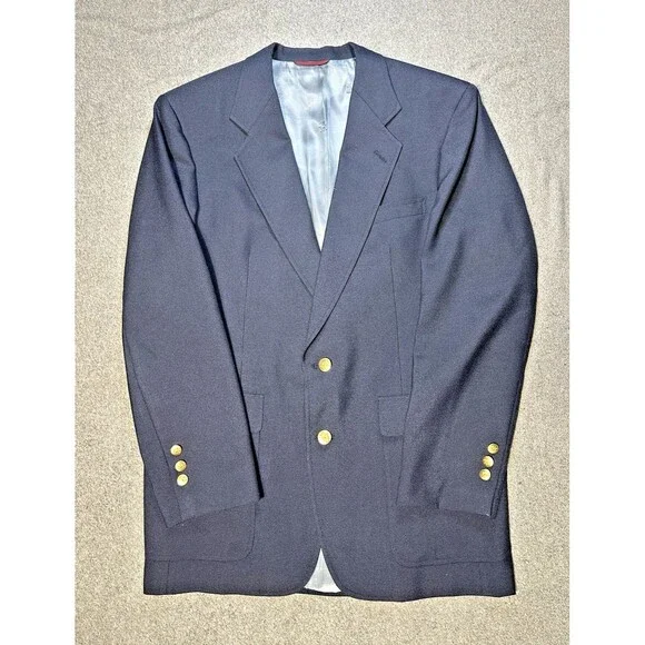 Hart Schaffner & Marx Navy Solid Hopsack 2-Button Notch Blazer Men 42