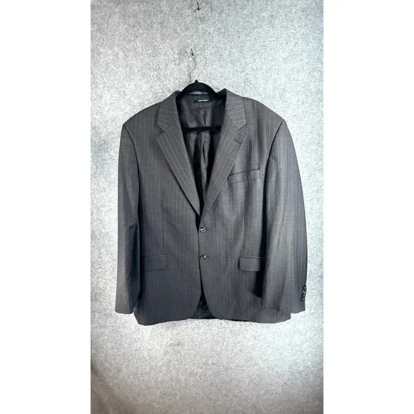 Chaps Ralph Lauren Mens Grey Pinstripe Wool Blazer Sport Coat Made in Canada