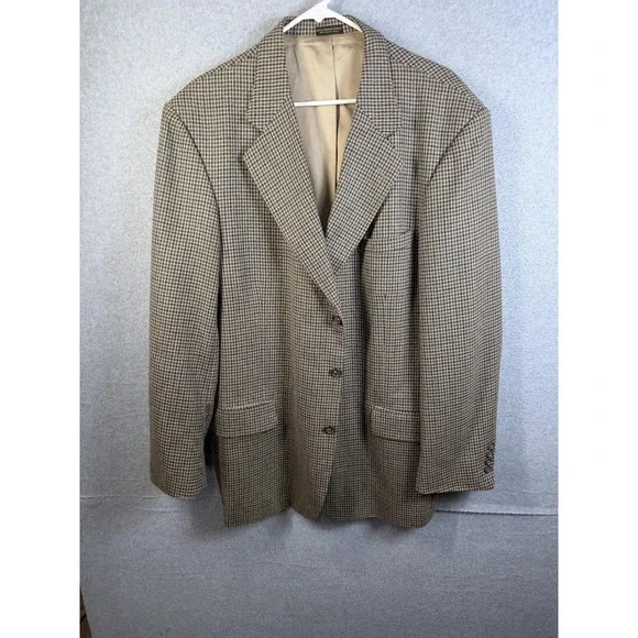 Robert Stock Blazer Mens 44 Long Brown Check Tweed‎ Sport Coat Jacket Classic