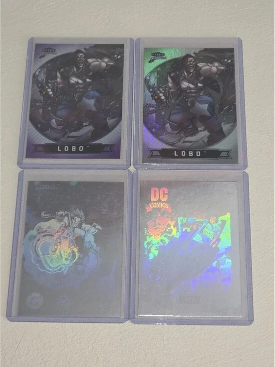 LOBO LOT Fleer Brilliants Superman #58 Base Purple & 2 Holos- DC Comics Cards
